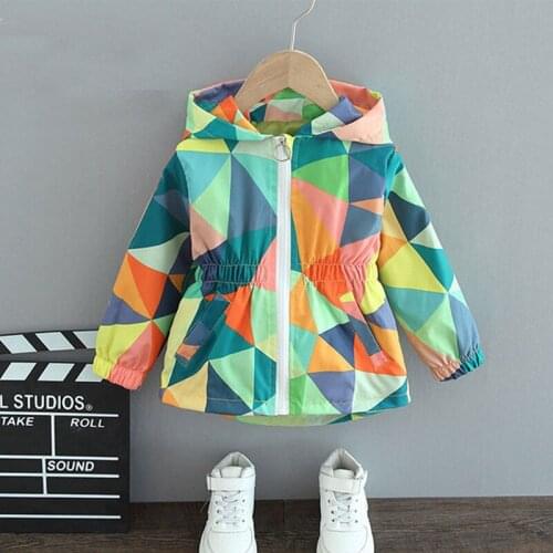 Childrens Autumn Jacket Girls Cute Fashion Jacket Cartoon Butterfly Zipper Hooded Irregular Color Matching 1-5 Years Old