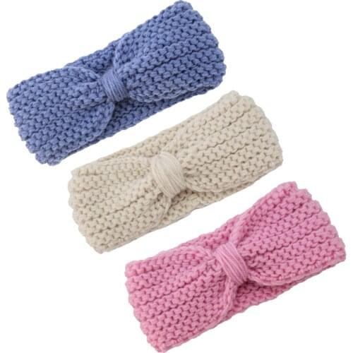 Childrens Knitted Headband, Bowknot Hairband, Woven Headwear, Woolen Headgear, Baby Warm Hair Accessories