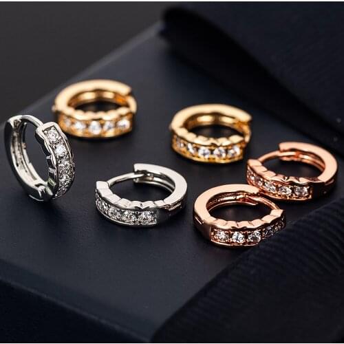 CZ Crystal Small Mini Hoop Earring For Women Charm Silver Color Round Circle Huggies Earrings Jewelry Female Gifts Accessories