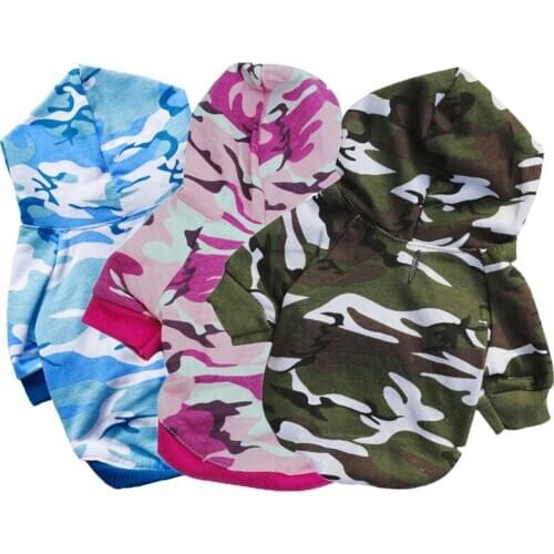 Small Dog Camouflage Printed Hoodies Casual Army Green Outwear Jacket Cotton Military Autumn/Winter Puppy Dog Camouflage Hoodies