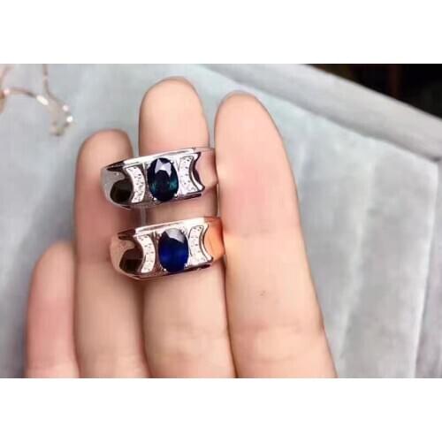 Natural Sapphire Unisex Ring 5x7mm for Women and Man Loyal Love Gemstone Fine Jewelry High Quality with Certificate S925 Silver