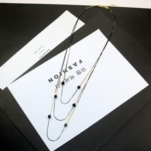 Cute Multilayer Long Pendant Necklaces For Women Crystal Glasses Beads Simple Chain Necklace Jewelry Accessories Ornament 2020