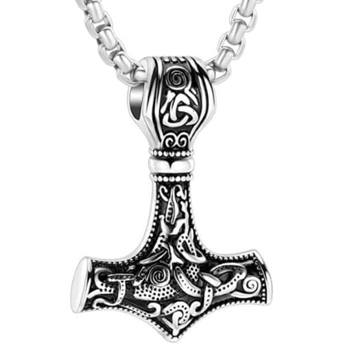 Thors Hammer Stainless Steel Cremation Necklace For Men Keepsake Memorial Urn Jewelry Pendant Hold Ashes