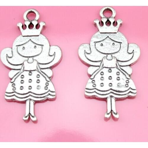 Set of 20pcs big princess girl antique silver bronze lead free zinc alloy pendant, charm, drops for diy 47X24mm AY0083
