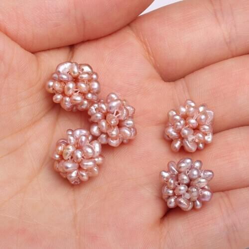 Natural Freshwater Pearl Colored Flower Ball12-13mm Hand Woven Jewelry Making DIY Necklace Earrings Accessories