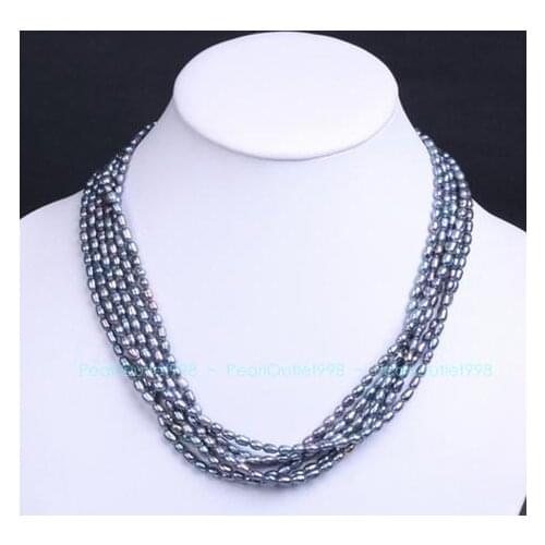 New Arrival Favorite Pearl Necklace Multi Strand Black Cultured Freshwater Pearl Necklace Fine Jewelry Birthday Party Lady Gift