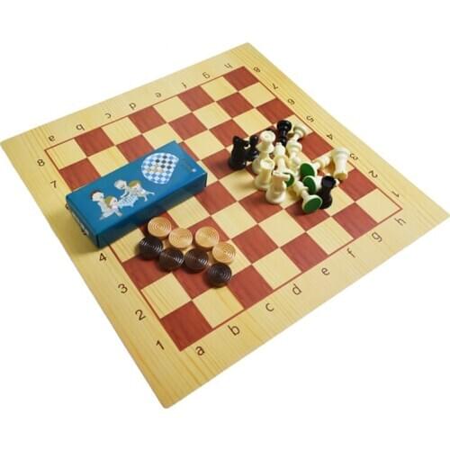 New Exquisite Standard PVC Solid Plastic Checkers & Chess Set Portable Color Leather Chessboard Children Gifts Puzzle Board Game