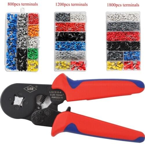 Tubular terminal crimping tools mini electrical pliers HSC8 10SA/6-4 0.25-10mm2 23-7AWG 6-6A 0.25-6mm2 high precision clamp set