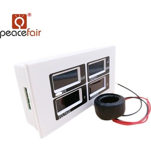 PEACEFAIR Single Phase AC LED Wattmeter Energy Meter 220V100A Volt Ampere Watt Kwh Power Monitor PZEM-004 With CT Coil
