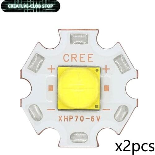 2 Pcs High Power Original CREE XHP50.2 XHP70.2 Flashlight Lamp Headlight LED Lamp Beads 6V 12V 6000K-6500K 20mm With Copper PCB