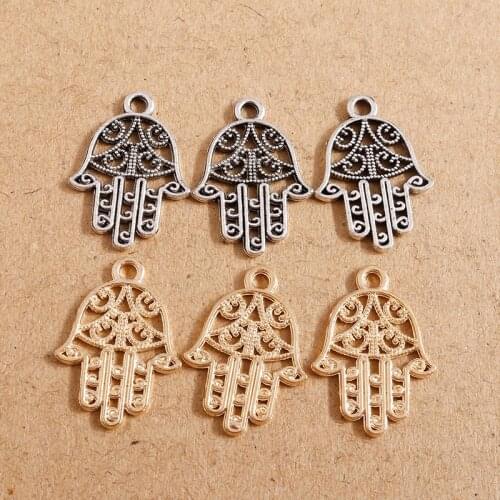 20pcs/Lot 15*21mm Antique Gold Silver Color Hands Charms Lucky Pendant for Fashion Jewelry Making Necklace Bracelets DIY Finding