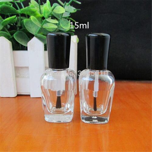 15ml Clear Empty Glass Nail Polish Bottle With Black Cap Brush glass nail polish bottle F669