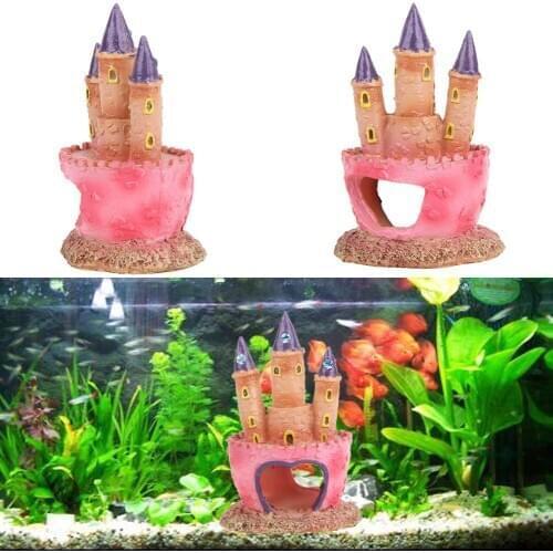 Cartoon Pink Resin Castle Aquariums Fish Tank Landscape Decorations Tower Ornaments for Aquatic Fish Pets Supplies