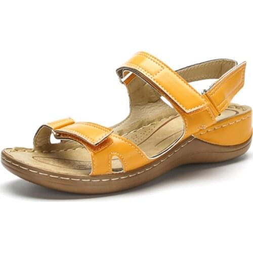 2021 Hot Sale Large Open Toe Summer Sandals Women Shoes Hook And Loop Wedge Heels Comfortable Shoes Ladies Shoes