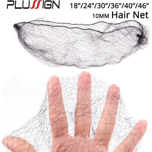 Plussign 20Pcs Long Hairnets For Long Hair And Wigs Edge Mesh Invisible Hair Nets Black Wig Caps 7Mm Hole Hair Net For Sleeping
