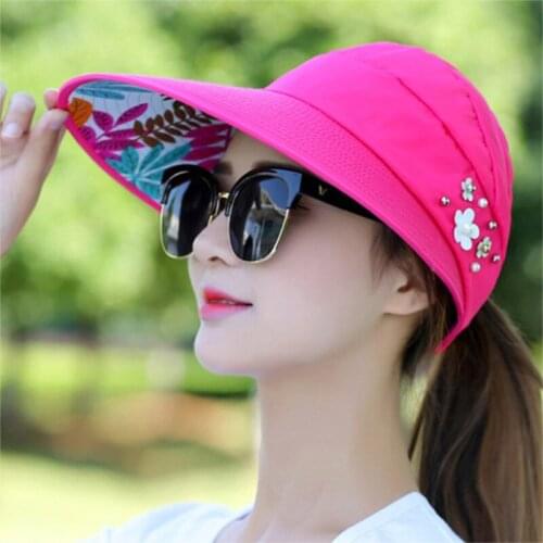 Japan South Korea Spring Summer Foldable Sunscreen Womens cap Bucket hat Travel Beach Popular Big Brim Sunshade Sun Hats Female