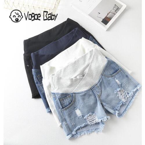 Pregnant Womens Shorts Summer Wear Low-waisted Denim Shorts Summer Wear New Spring Loose Pants for Pregnant Women Clothes
