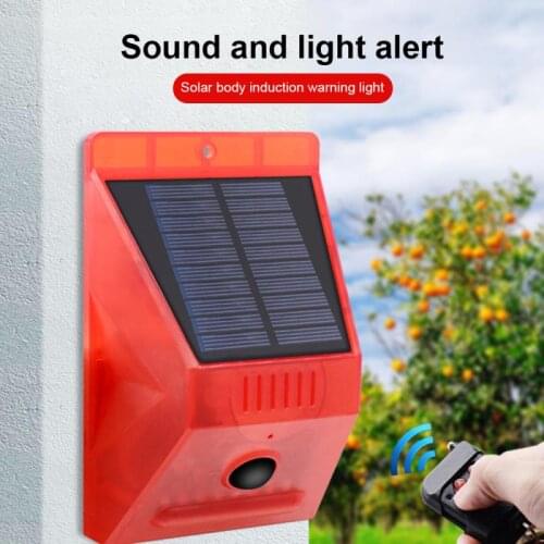 Solar Alarm Lamp Remote Control Security Alarm Motion Sensor Alarm Siren PIR Motion Sensor Detector For Home Yard Outdoor