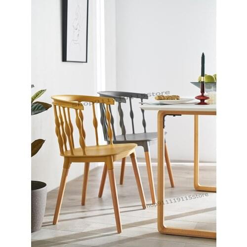 Nordic Net Red Dining Chair Solid Wood Chair Plastic Windsor Chair Dressing Study Home Desk Back Armchair