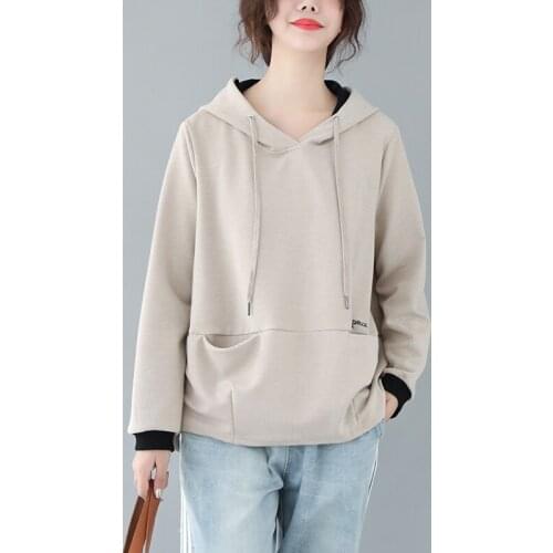 Drawstring Hoodies Double Pockets Embroidery Letters Pullovers Tops Womens Long Sleeve Autumn Sweatshirts Hooded Coats Sudadera