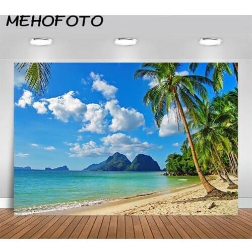 MEHOFOTO Tropical Beach Backdrop Blue Sky Summer Hawaii Luau Party Photo Background Birthday Party Backdrops