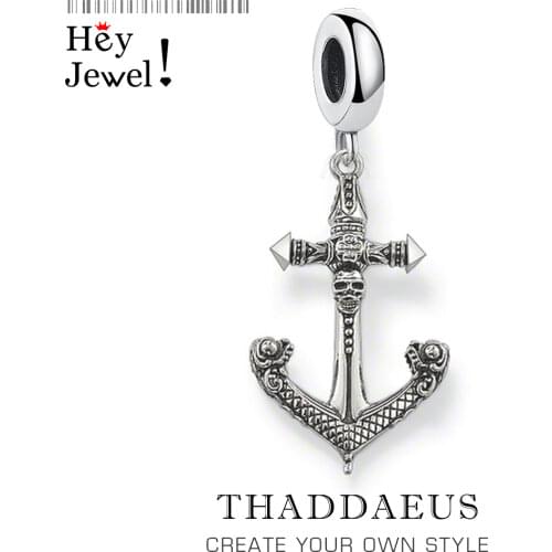 Skull Anchor Cross Charm Europe Style Good Jewelry Punk Club Gift In 925 Sterling Silver Fit Fashion Bag Bracelet Accessories