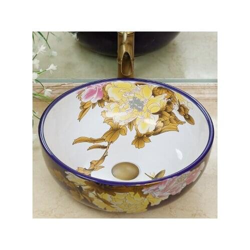 China Vintage Style Ceramic Art Basin Sink Counter Top Bathroom Sink ceramic hand wash basin bathroom sink