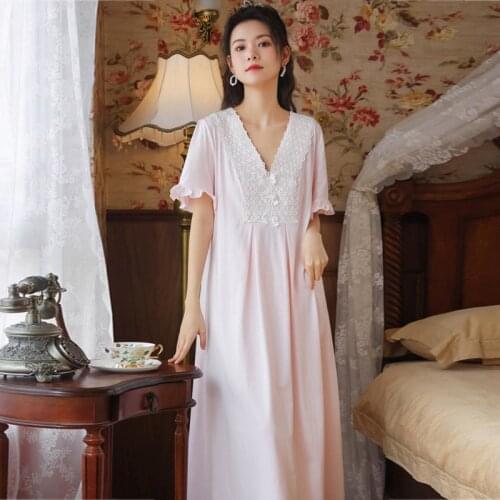 Wasteheart Summer New Women Homewear Pink Sexy Sleepwear Night Dress Lace Bow Cotton Nightwear Nightgown Sleepwear Luxury Female