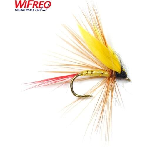 Wifreo 10PCS 12# Sick Yellow Sally Fly May Fly Trout Fishing Flies with Free Box