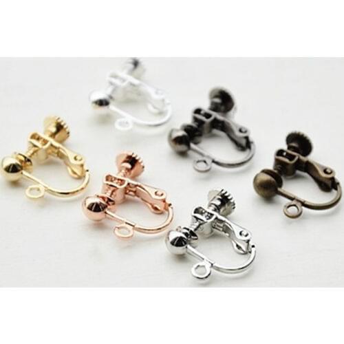 10pcs/lot Copper Earring Hooks Clasps Settings Rose Gold Silver Color Earrings Clip for DIY Earrings Ear Jewelry Making Findings