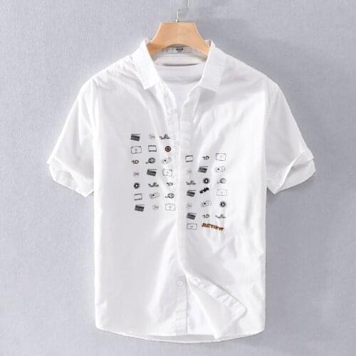 100% Cotton summer new arrival short sleeve white shirt men casual comfortable fashion shirts men chemise camisa tops mens