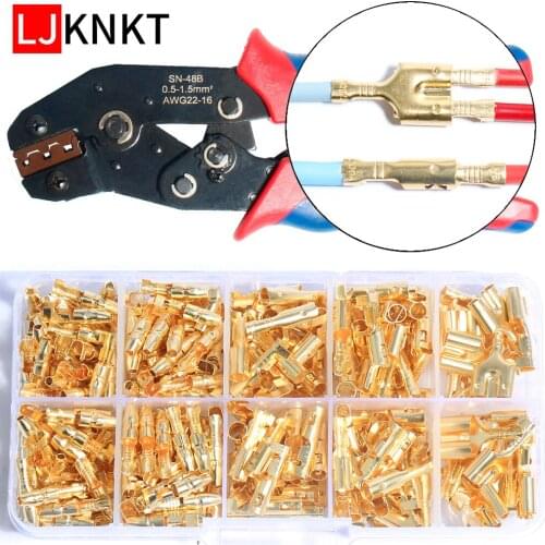 4.0mm Bullet Terminal Connector Car Motorcycle Truck Socket Clear Covers Cold Crimp Cable Wire Brass Electrical Male Female