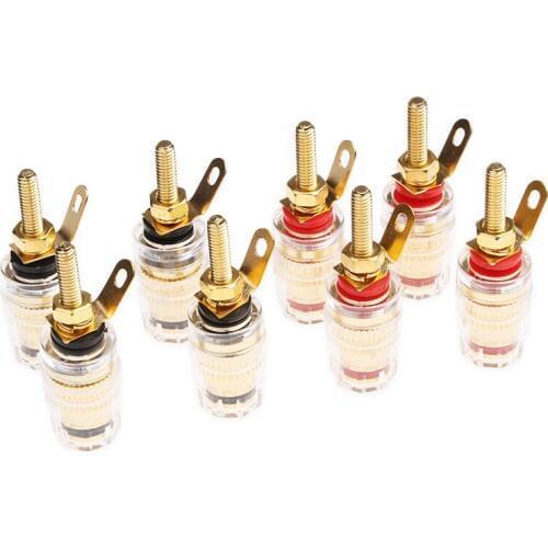 YT 8PCS Banana Plugs Binding Post Terminal 4mm Plug with Transparent Covers Connectors for Amplifier Audio Video Speaker