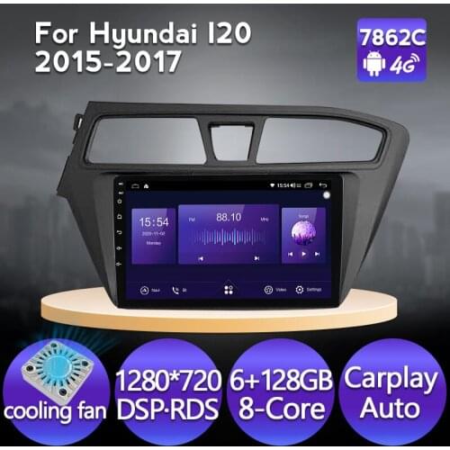 6G 128G Fan Android 11 BT DSP Car Radio Video Multimedia Player Navigation GPS For Hyundai I20 2015 2016 2017 2018 2 DIN No dvd