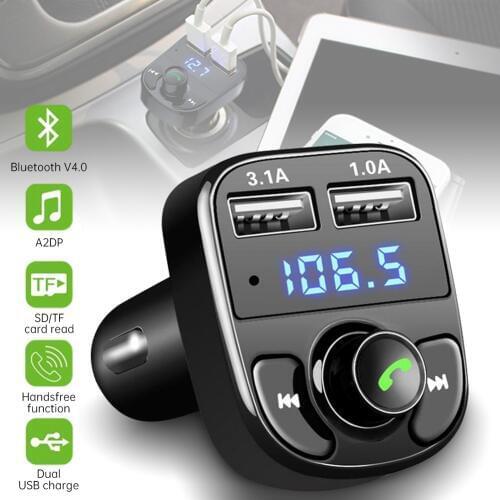 Bluetooth FM Transmitter for Car with Dual 3.1A USB Charging Ports Hands-Free Car Charger Radio Receiver MP3 Player