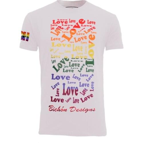 Bichon Designs short sleeve t-shirt man Casual, Gay pride rainbow flag design Love