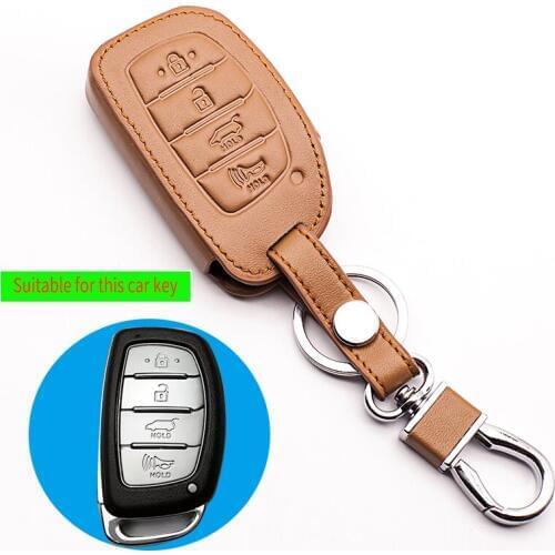 2017 Latest High Quality Car Genuine Leather Case Cover fob for Hyundai 4 buttons remote control protect shell starline a91