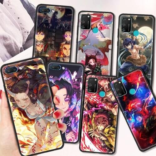 Silicone Cover for Honor 8X 9X Pro 9S 9C 9A 10 20 20E 20S 30 Pro Play 9A Soft TPU Phone Case Coque Anime Kimetsu No Yaiba