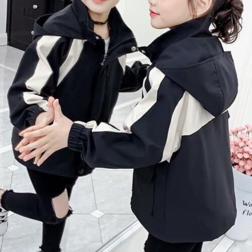 Childrens Coat Girls Spring Jackets 2021 Korean Style Kids Hooded Outwear Windbreakers