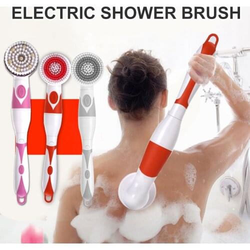 Electric Massage Bath Brush Back Scrubber for Shower Waterproof Body Brush with Long Handle Multi-functional Rechargeable Brush