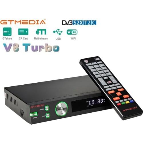 GTMEDIA V8 Turbo DVB T2/C/S2/SX2 Combo Set Top Box H.265 HEVC Satellite Receiver DVB-T2 1080P MultiStream/T2MI Decoder