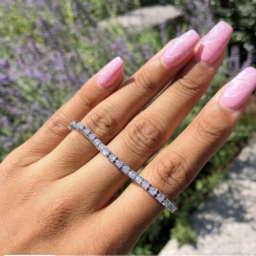 Classic Latest Design White Gold Plated AAAAA+ Round 4mm Cubic Zirconia Tennis Bracelet CZ Jewelry for Woman Men 17cm-19cm