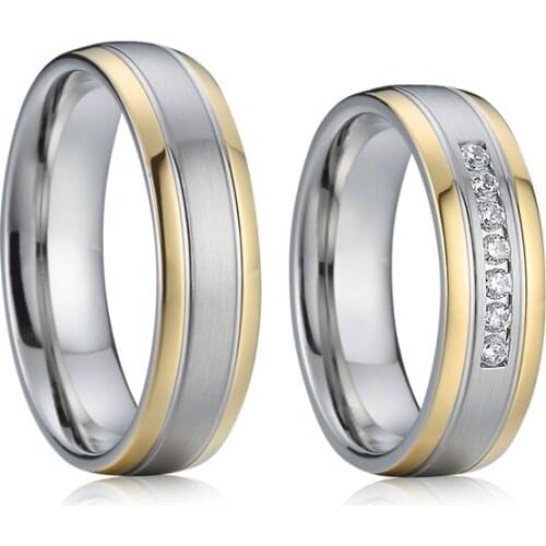 1 Pair Lovers Alliance his and hers proposal promise rings two tone custom gents titanium wedding rings for couples