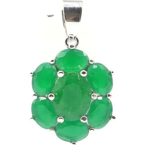 27x17mm Highly Recommend Jewelry Set Real Green Emerald For Women Wedding Fine Jewelry Silver Pendant Earrings