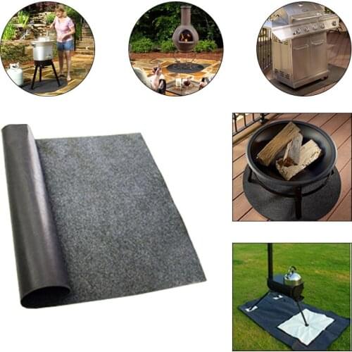 Bbq Grill Mat Flame Retardant Anti Skid Pad Fireproof Oil Repellent For Bbq Outdoor Camping Stove Cushion Polyester Fiber