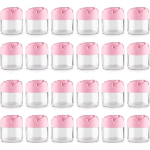 24Pcs Rose Gram Pot Jars Round Plastic Cosmetic Container Jar with Lids for Travel Storage Jars Sample Empty Container Pink