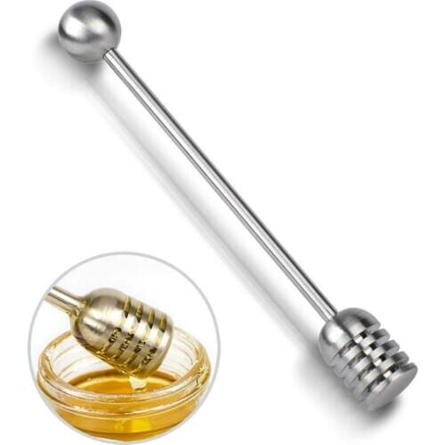 Honey Mesuring Spoon Stainless Steel Straight Handle Metal Dipper Honey Stick Kitchen Cooking Measuring Tool SN3526