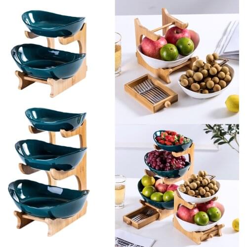 Multi Tier Fruit Basket – Candy Nuts Dried Fruit Bowl Wooden Holder Stand for
