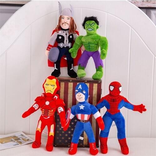 Disney 45cm Marvel Avengers Soft Stuffed Thor Captain America Iron Man Hulk Spiderman Plush Toys Movie Dolls Toys for Children