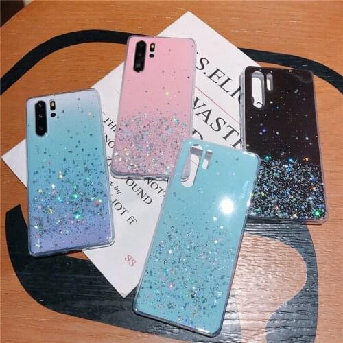 Soft Silicone Case For Huawei Honor P Smart 2020 X10 Play 4T 3 30 Pro Y6P Y5P Y7P P9 Plus 9A 30S Glitter Star Foil Sequins Case